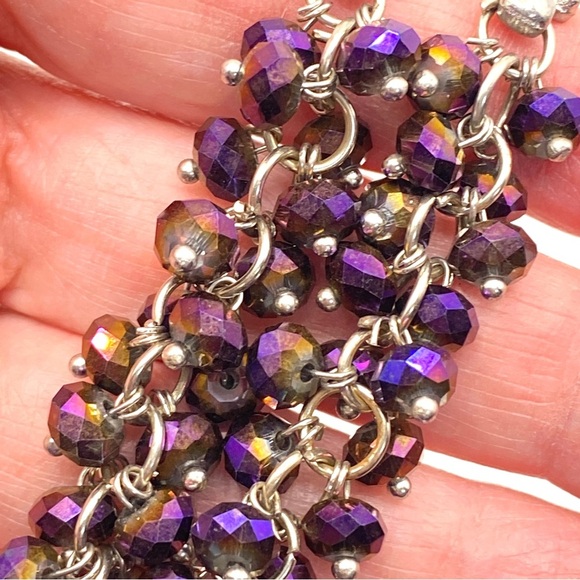 Purple AB Faceted Beads Long Shoulder DusterPierced Earrings - Picture 2 of 9